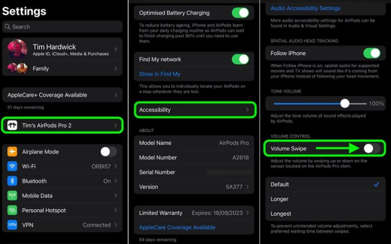 Bật/tắt âm lượng Airpods Pro 2