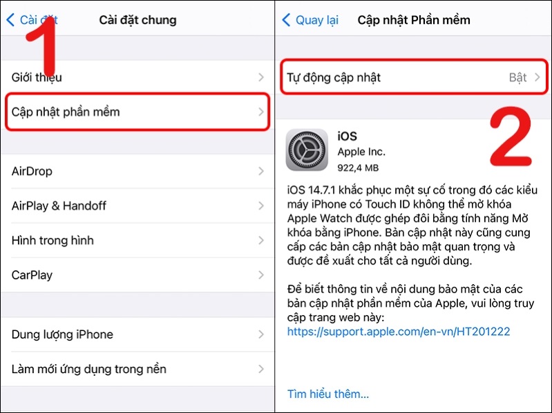 Cách tắt tính năng tự động cập nhật iOS