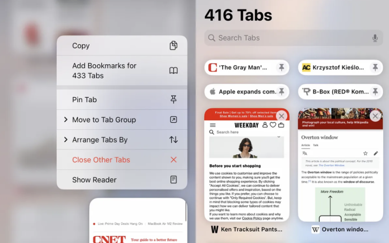Ghim tab trên Safari