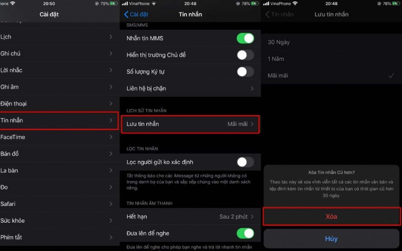 Xóa tin nhắn cũ
