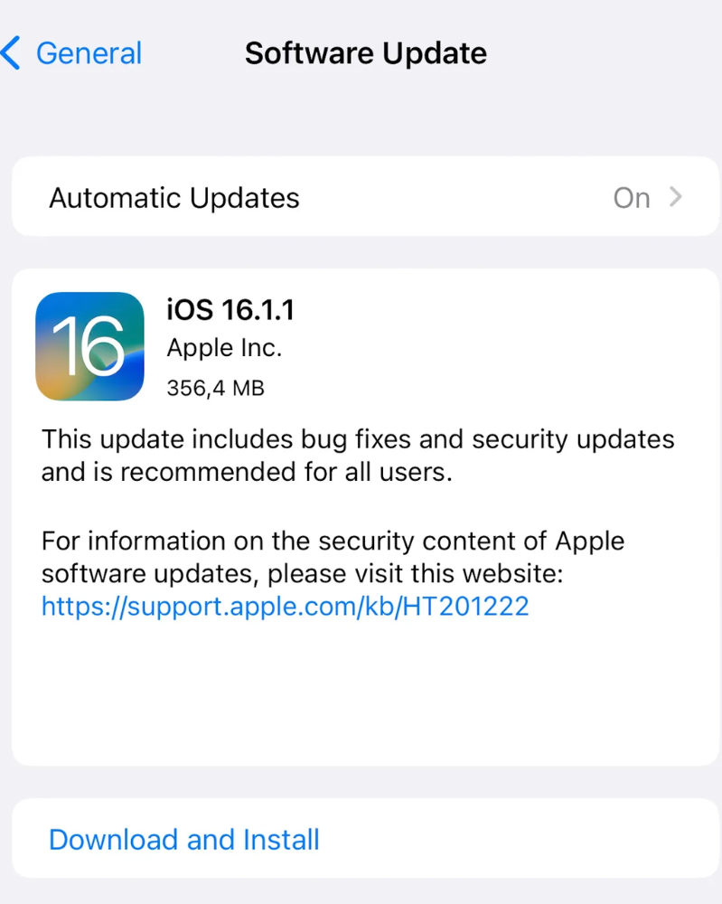 Cách cài đặt iOS 16.1.1 