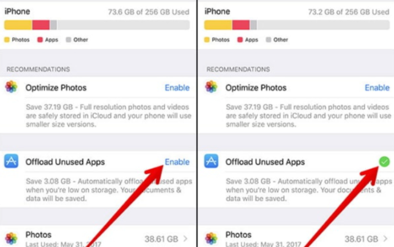Một cách đơn giản nhất mà người dùng có thể dễ dàng lấy lại dung lượng trên iPhone là Gỡ bỏ ứng dụng