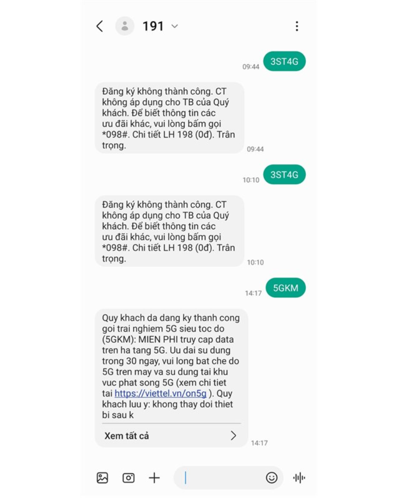 Gói cước 5G Viettel miễn phí 