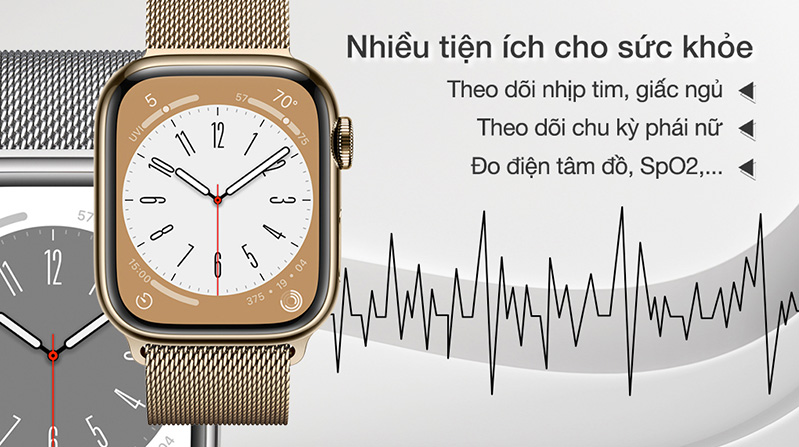 Apple Watch Series 8 41mm LTE có nhiều tiện ích cho sức khỏe