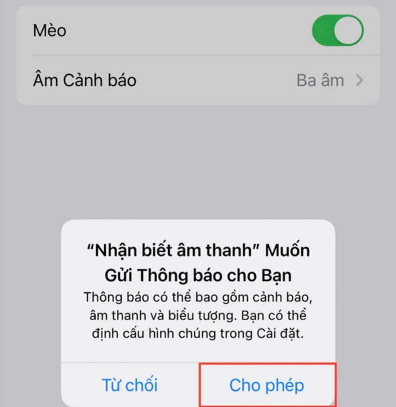 Bước 4 cho phép thông báo 