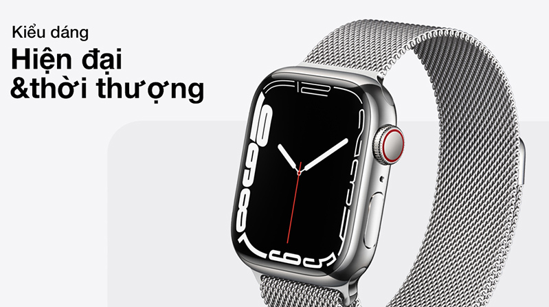 Thiết kế của Apple Watch Series 7 41mm LTE mặt thép, dây thép