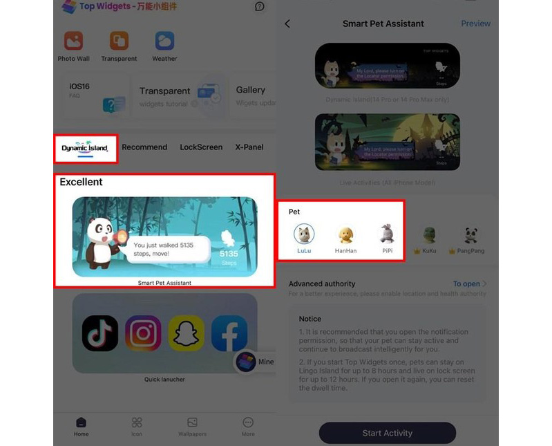 Cài đặt ứng dụng Top Widgets