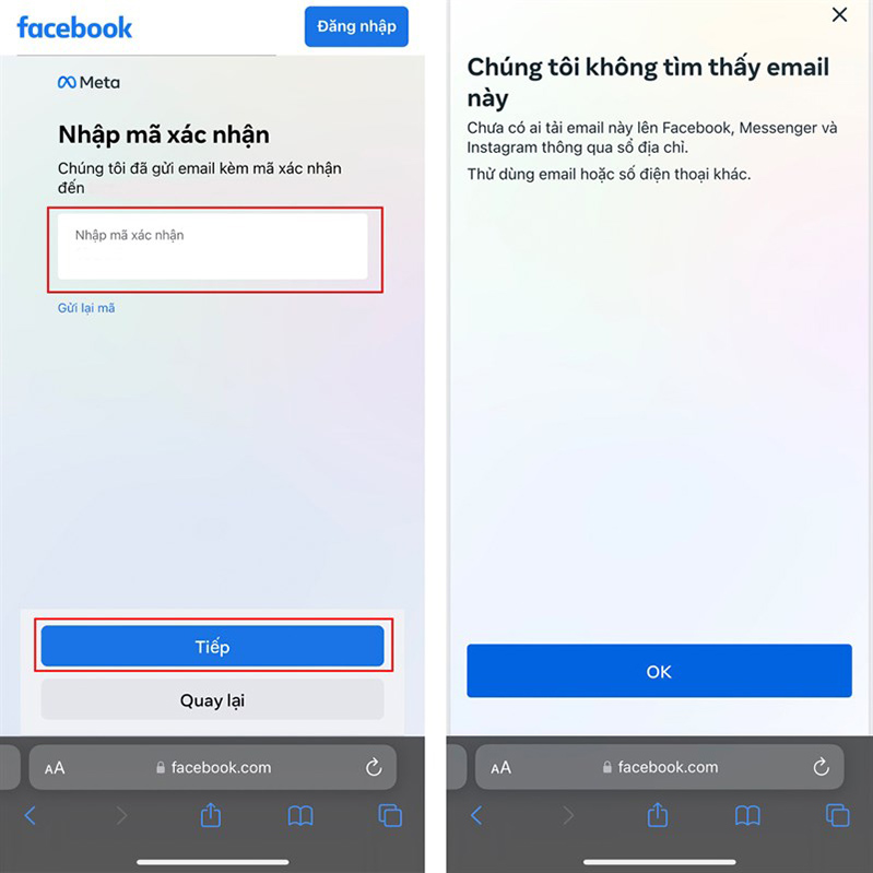 Facebook Nhập mã xác nhận lên hệ thống
