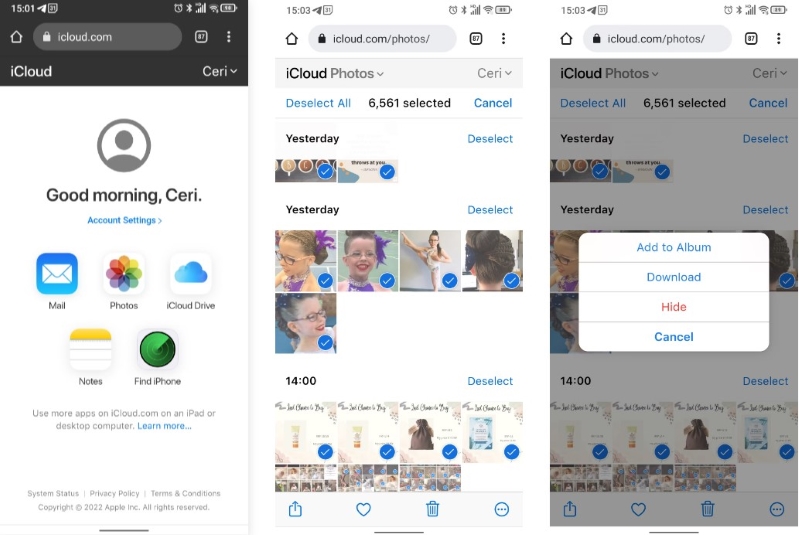 Truy cập iCloud trên Android Bạn có thể xem ảnh iCloud trong chính trinh duyệt trên điện thoại Android của mình