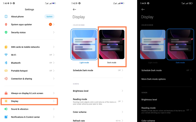 Sử dụng chế độ tối trên thiết bị Android