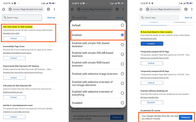 Sử dụng chế độ tối trên trình duyệt web 
