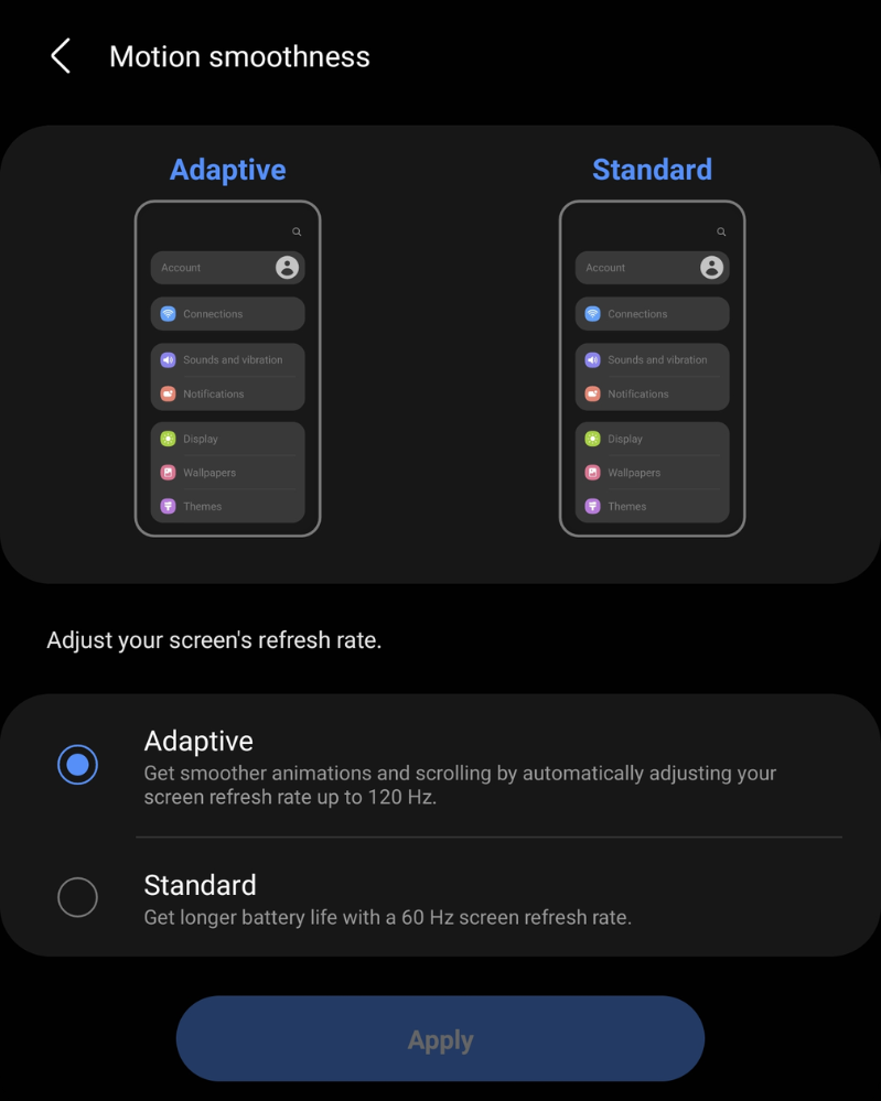 Kích hoạt màn hình tần số quét cao 
