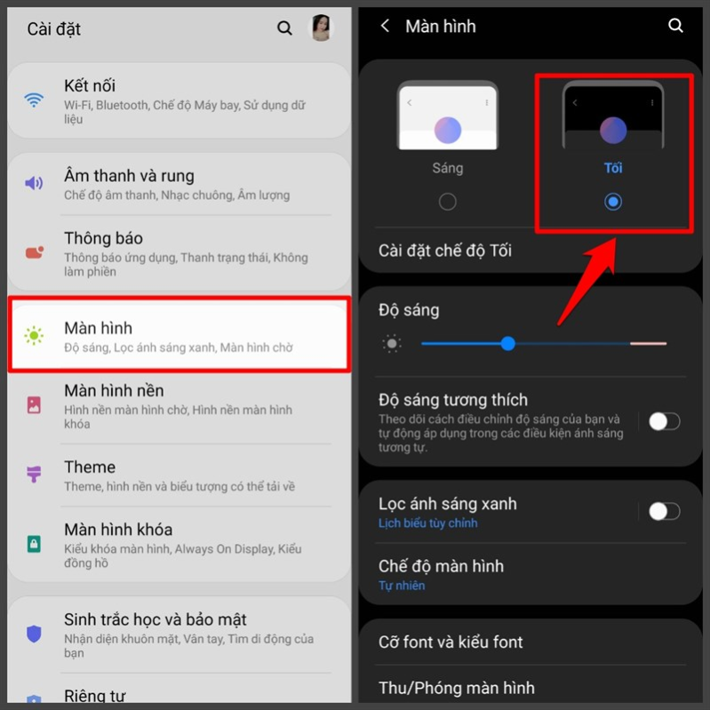 Kích hoạt Dark Mode 
