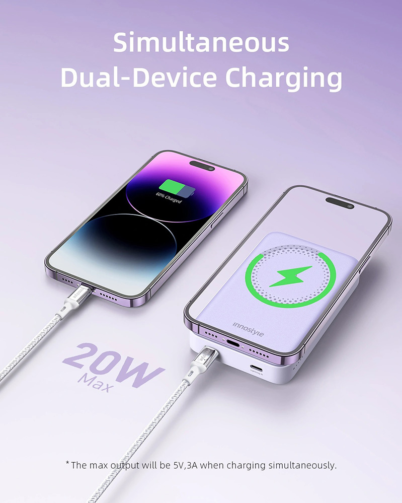 Sạc dự phòng Innostyle PowerMag 2in1 10000mAh PD 20W có chân đứng Sạc dự phòng với công suất tối đa 20W