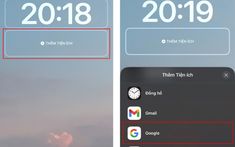 Chọn Google trong danh sách tiện ích để thêm widget này vào màn hình khóa của bạn.
