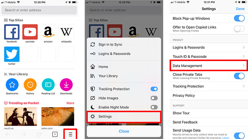 xóa bộ nhớ trên firefox