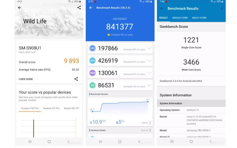 Samsung Galaxy S22 Ultra vs Xiaomi 12 Pro Hiệu năng của Samsung Galaxy S22 Ultra
