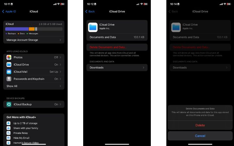 xóa tài liệu và dữ liệu trên iPhone Xóa Tài liệu & Dữ liệu khỏi iCloud