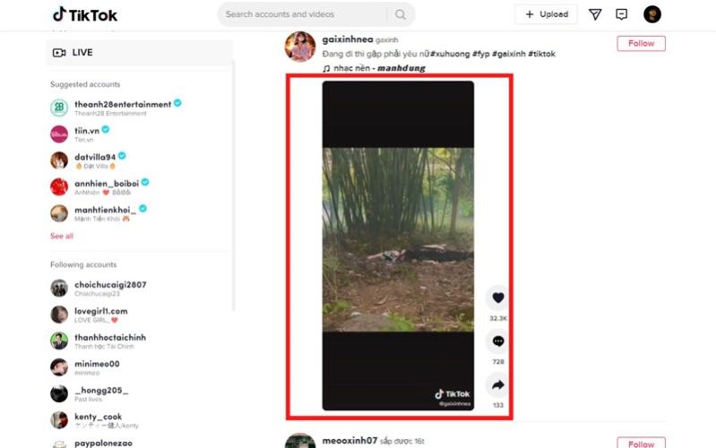 Chọn video TikTok