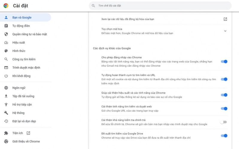 Thay đổi cài đặt trên Google Chrome