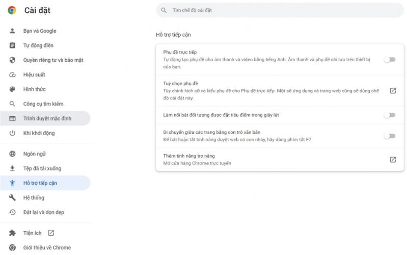 Thay đổi cài đặt trên Google Chrome