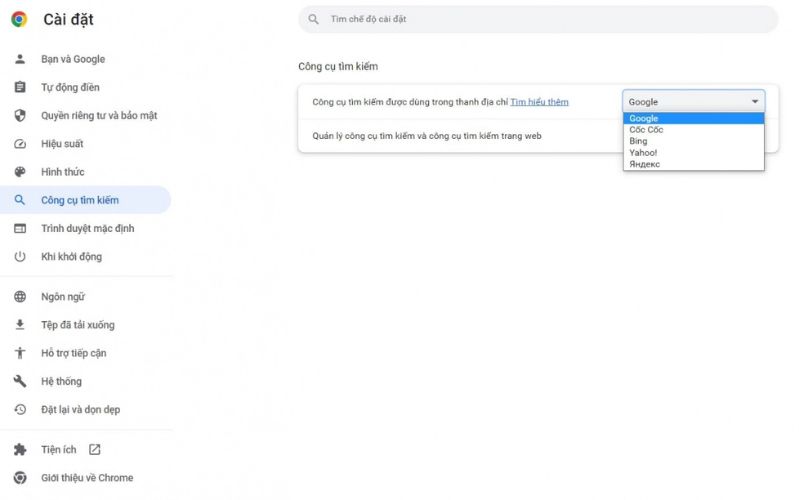 Thay đổi cài đặt trên Google Chrome