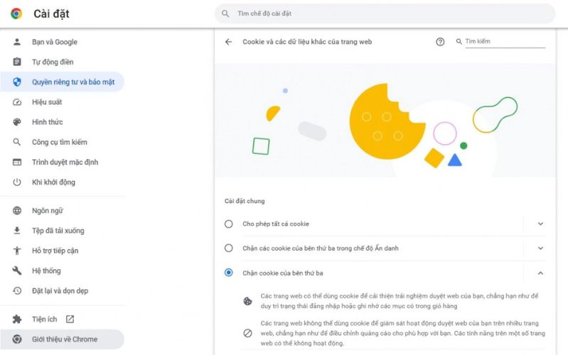 Thay đổi cài đặt trên Google Chrome