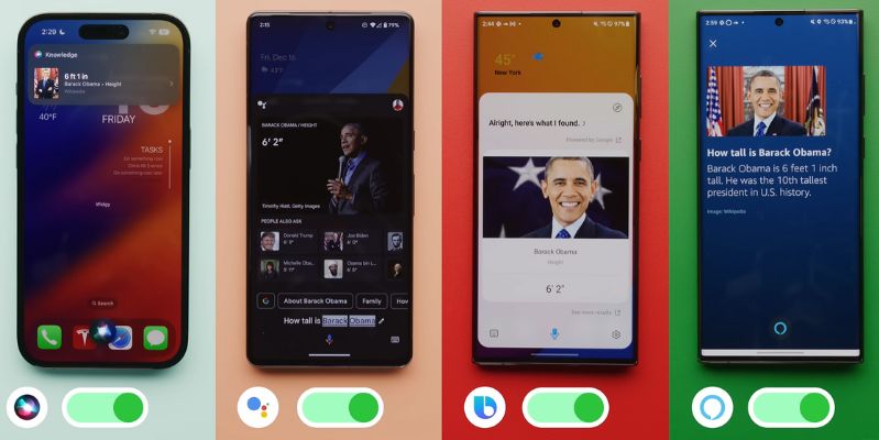 Siri, Google Assistant, Alexa, Bixby