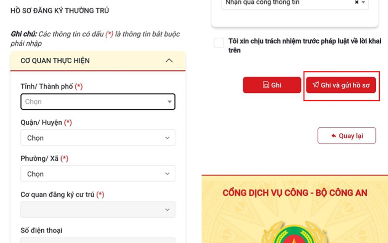 bạn điền lần lượt điền đầy đủ thông tin chính xác vào các mục có sẵn