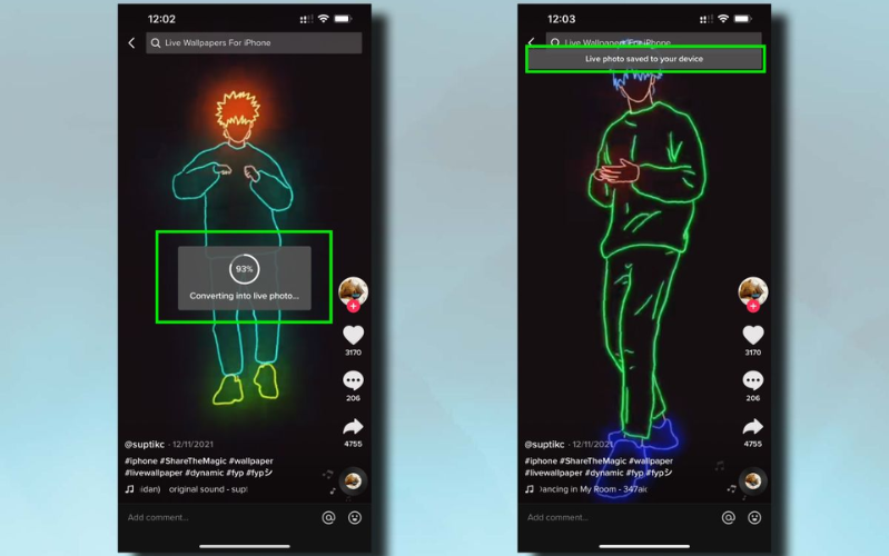 Mẹo dùng video TikTok đặt thành màn hình khoá trên iPhone chờ trong giây lát để video tải về thư viện ảnh