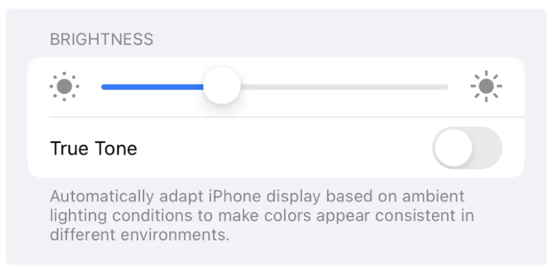 iPhone tự động làm mờ màn hình Tắt True Tone