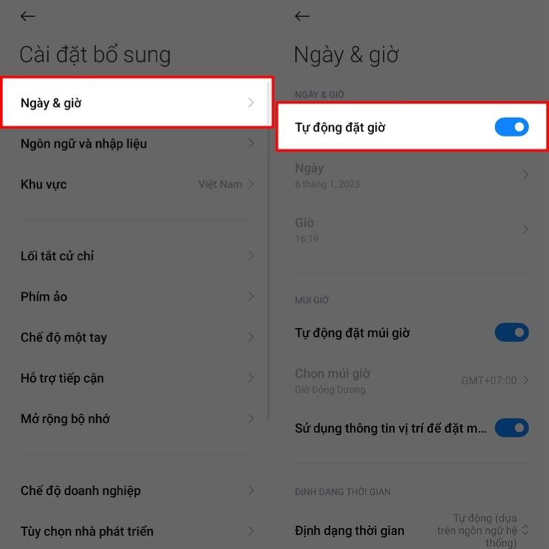 Chỉnh sửa lại ngày và giờ