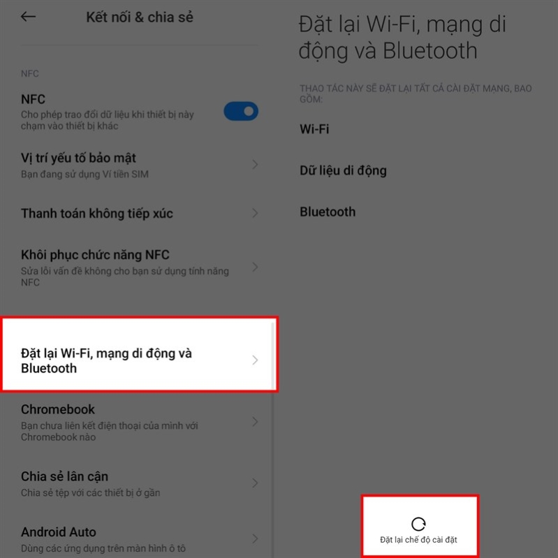 Đặt lại cài đặt mạng
