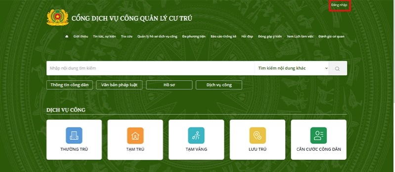 Tra cứu thông tin sổ hộ khẩu bằng căn cước công dân Đăng nhập vào cổng dịch vụ công quốc gia