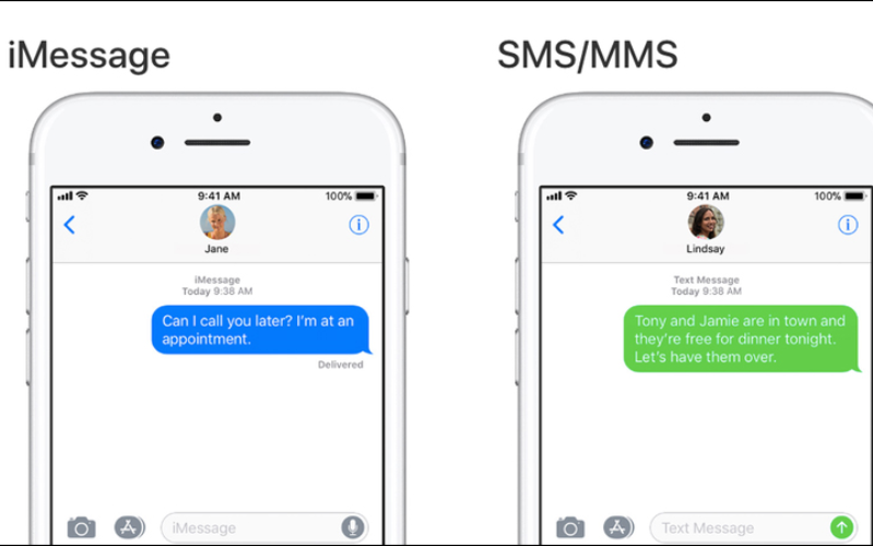 Apple sử dụng bong bóng văn bản màu xanh lam để biểu thị iMessage