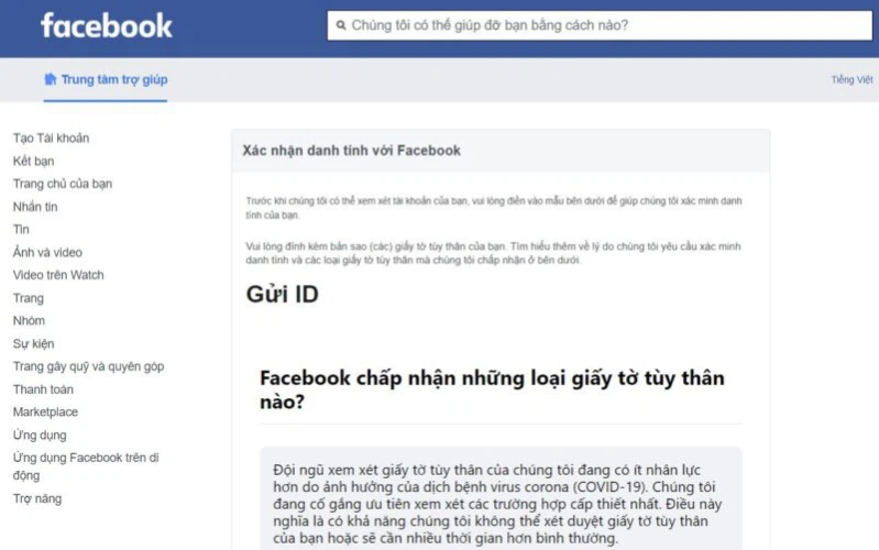 khôi phục Facebook không cần mã xác nhận thứ 4 là dùng thẻ căn cước hoặc thẻ chứng minh thư để xác nhận danh tính của bạn