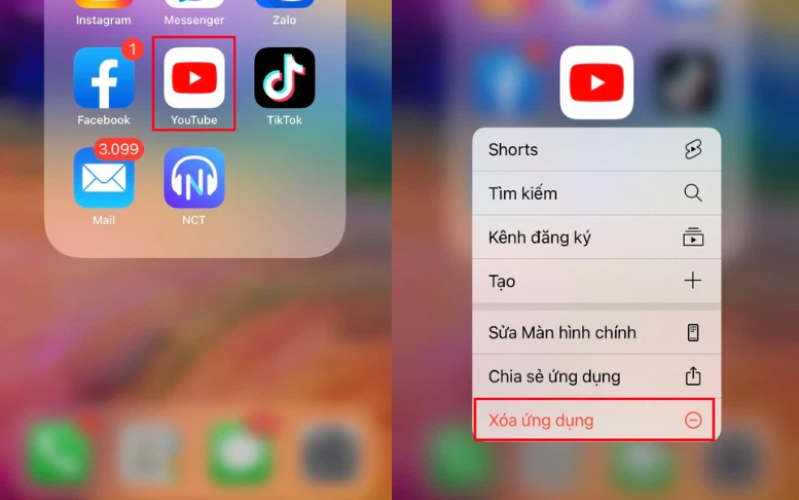 hãy thử xoá ứng dụng YouTube trên máy tính và vào App Store hoặc Google Play để cài lại app.