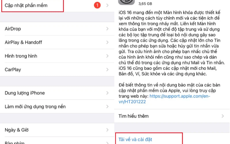 Chọn vào mục Cập nhật phần mềm.