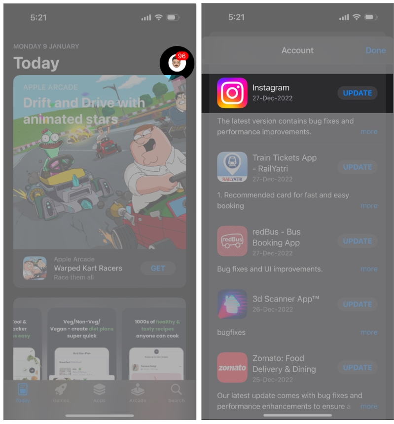 Cập nhật ứng dụng Instagram