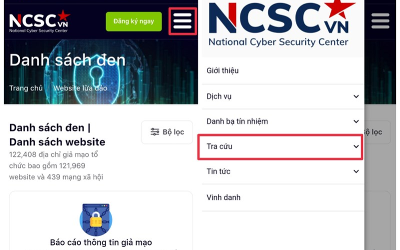 Bạn truy cập trang web Tín nhiệm mạng