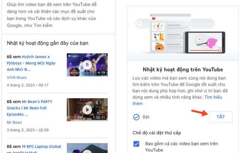 YouTube sẽ không lưu lại lịch sử những video bạn đã xem hay tìm khi bạn đã chặn theo dõi