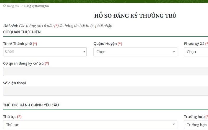 cách đăng kí thường trú, tạm trú online