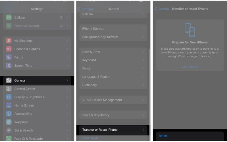 reset iPhone