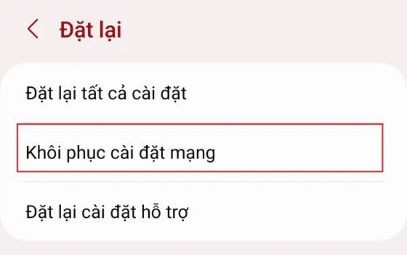 Chọn Khôi phục cài đặt mạng, chọn Xóa các cài đặt.