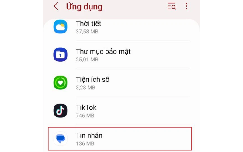Mở cài đặt chọn đến phần Ứng dụng & thông báo > Tin nhắn