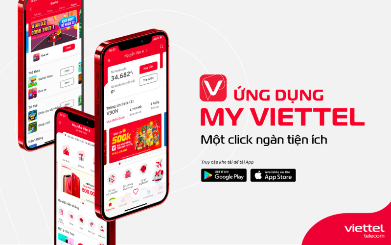 bạn có thể vào Google Play hoặc App Store và cài ứng dụng My Viettel