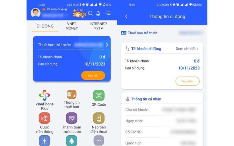 nếu xuất hiện tùy chọn Cập nhật thông tin thì số điện thoại của bạn cần xác thực thông tin