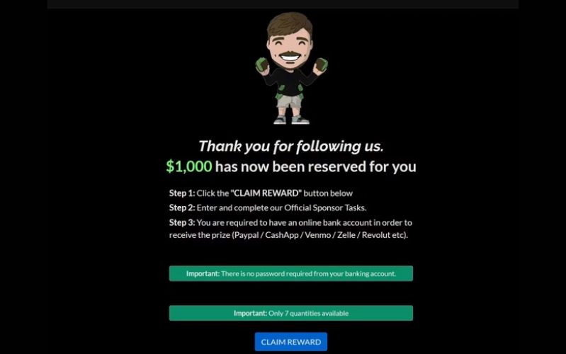 trò lừa đảo mrbeast giveaway