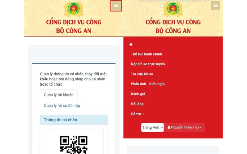 bạn chọn nộp hồ sơ trực tuyến
