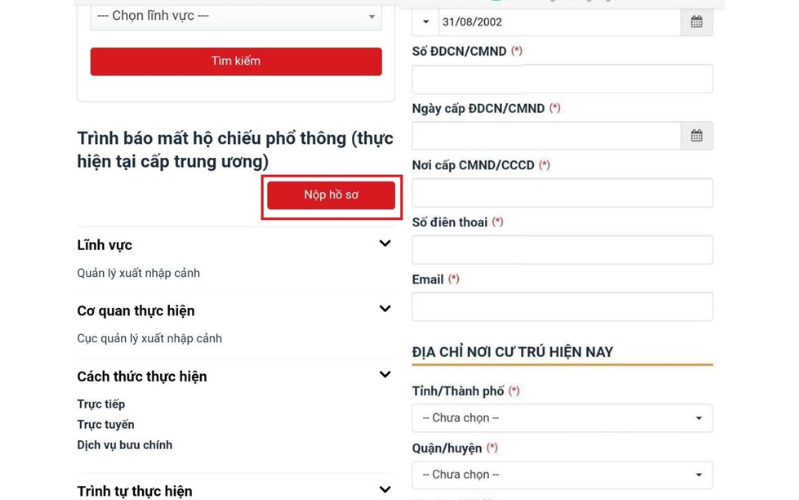 bạn tiến hành điền đầy đủ các thông tin yêu cầu